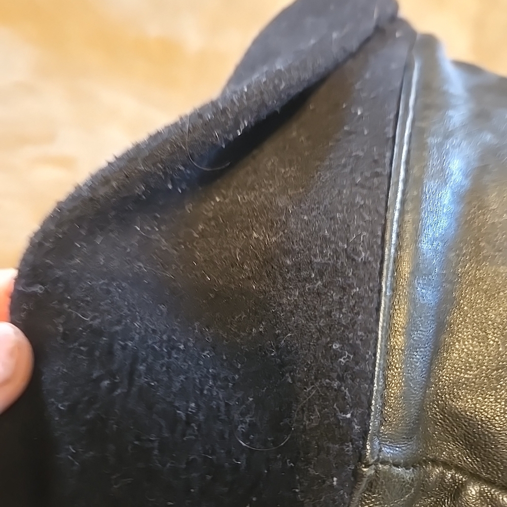 Black Leather Womens Bucket Hat Cotton Trim - Picture 13 of 16